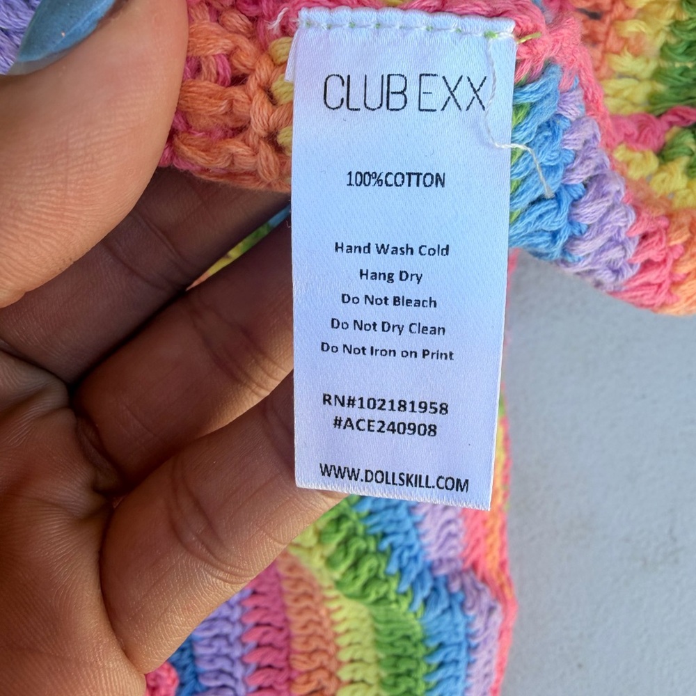 Club Exx Rainbow Crochet Halter Top mini dress - Picture 6 of 10